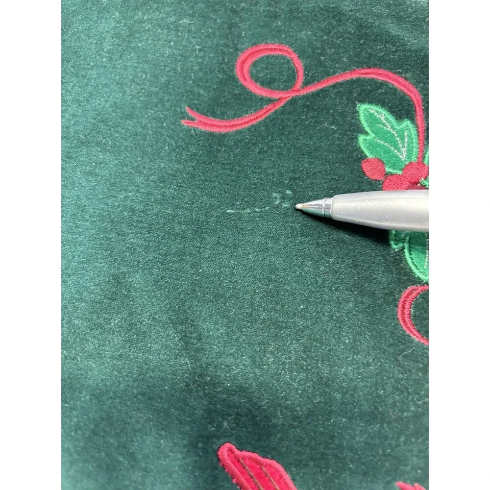 Christmas Placemats Quilted Embroidered Velvet Cardinal Holly Set of 4 13x17